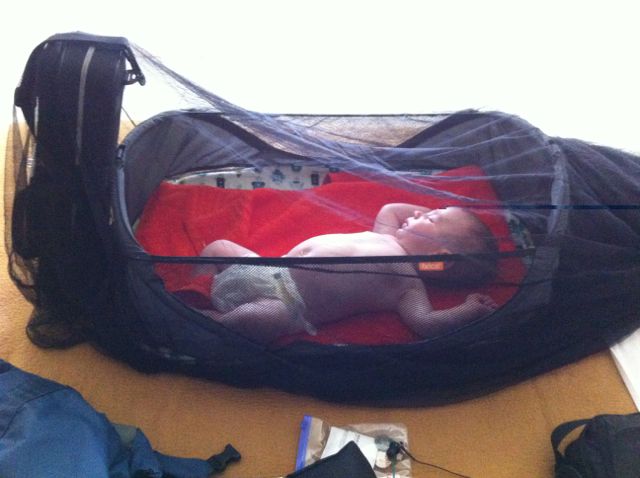 Dorian acclimates to Thailand humidity. The flute gets some action as a mosquito net prop. 